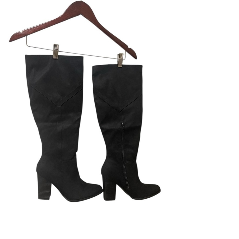 JOURNEE Collection Black Faux Suede Toe Tall Boots sz 10 NWOB